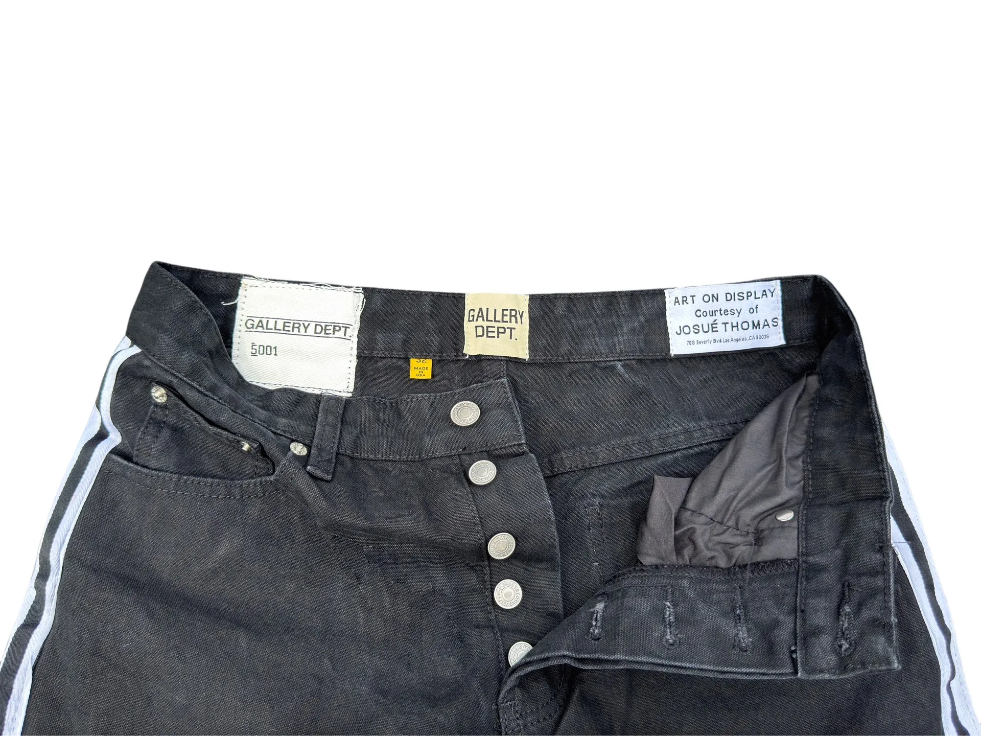 P220💰G78 GALLERY DEPT. Three-bar white-striped jeans, the trendy American loose trousers for men and women in the casual group. Color: black. Size: S-XXL (corresponds to 28-36)